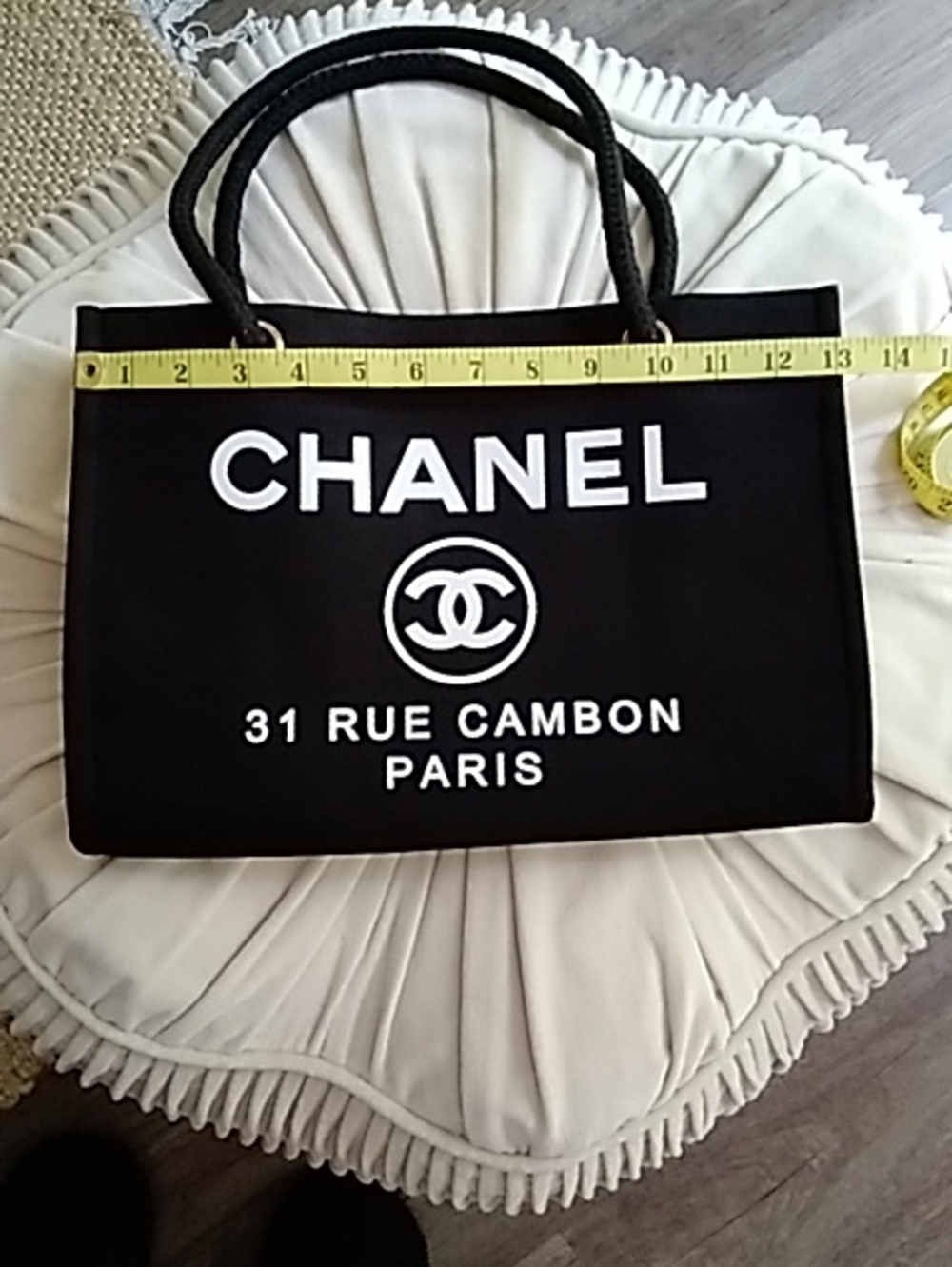 Black Fashion Canvas Logo Tote Bag - 31 Rue Cambon Paris - Picture 4 of 5